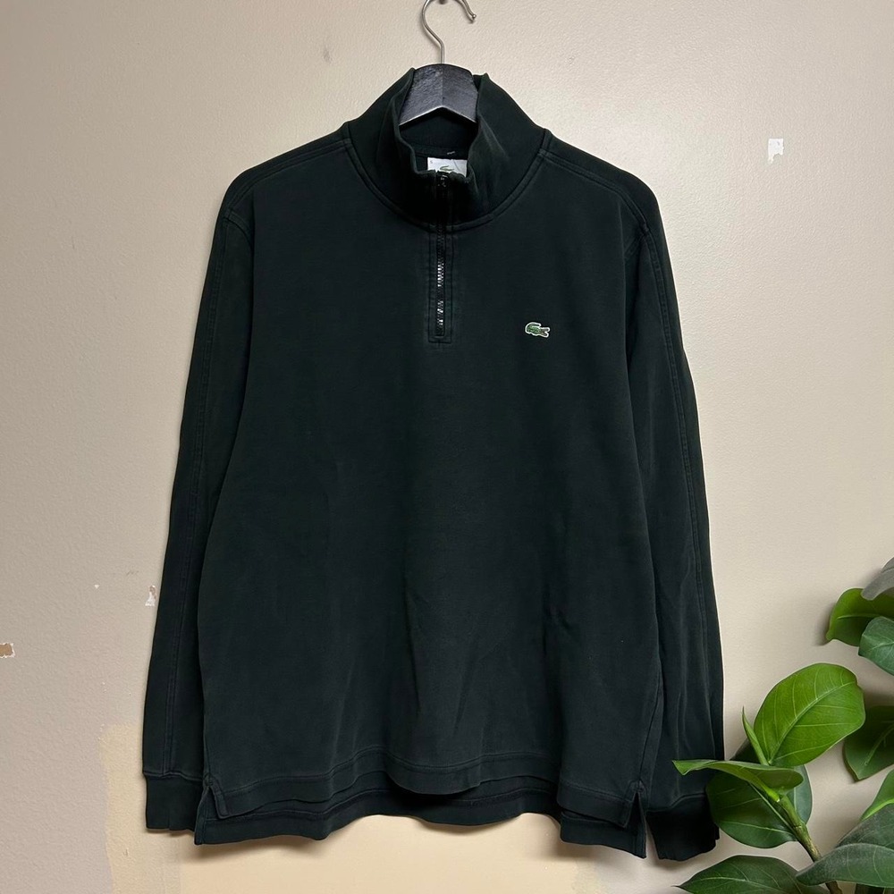 Lacoste Vintage 2000s Black Quarter Zip Sweatshirt Mens Large RN87651